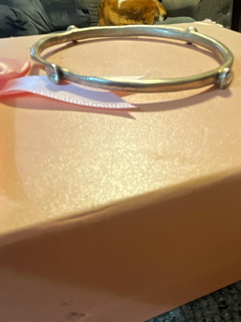 Silver Tone Round Bangle Bracelet Metal No Stone Smooth Classic Style